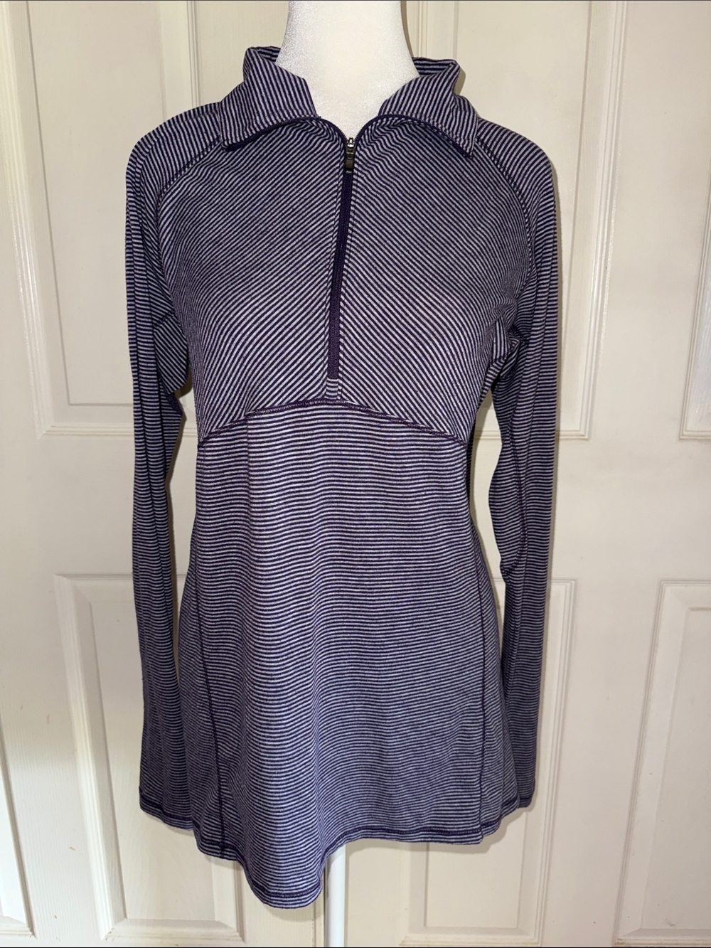 Columbia Purple And Gray Stripe Omni-Wick Advanced Evaporation Pullover Top